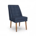 Ver imagem 4 de Cadeira Estofada para Sala de Jantar Paris Suede - Élpis Móveis - Azul Marinho