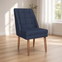 Ver imagem 1 de Cadeira Estofada para Sala de Jantar Paris Suede - Élpis Móveis - Azul Marinho