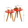 Kit Mesa Lateral Tripé Laqueada Com Vidro 45cm Vermelha - 3