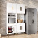 Ver imagem 1 de Cozinha Completa 3 Peças 7 Portas 1 Gaveta MDP 121,5cm Branco Kaiki Móveis