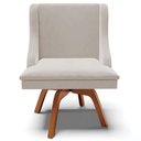 Ver imagem 7 de Kit 2 Poltronas Decorativas Base Giratória de Madeira Firenze Veludo Cinza/Natural - Gran Belo