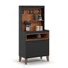 Aparador Cantinho do Café Flow Buffet com 2 Portas com Pés Pinus - Preto com Freijó - 8