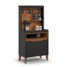 Aparador Cantinho do Café Flow Buffet com 2 Portas com Pés Pinus - Preto com Freijó - 7