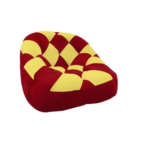 Poltrona Paloma Escritório Sala Pé Plástico Suede Vermelho e Suede Amarelo - Dominic Decor