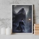 Ver imagem 1 de Quadro Decorativo Exú Capa Preta 45x34cm - com Vidro:madeira Preta