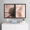 Ver imagem 1 de Kit 2 Quadros Modernos Flor e Folha Rosê 24x18cm - com Vidro:moldura Branca