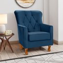 Ver imagem 2 de Poltrona Decorativa Carrara C/ Capitonê Veludo Azul Marinho