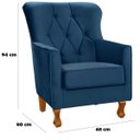 Ver imagem 3 de Poltrona Decorativa Carrara C/ Capitonê Veludo Azul Marinho