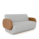 Ver imagem 2 de Sofá Decorativo Living Sala de Estar Bornéu 148cm Pés de Madeira Pu/veludo Caramelo/cinza G33 - Gran