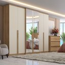 Ver imagem 1 de Guarda-Roupa Casal 6 Portas 4 Gavetas Full Glass 261x60x230cm Valência Off White Capuccino/Off White