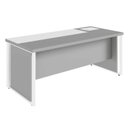 Ver imagem 4 de Mesa Executiva para Escritório Diretor com Caixa de Tomadas Porta Objetos 200cm Corporate Cinza Sagrado e Branco