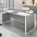 Ver imagem 1 de Mesa Executiva para Escritório Diretor com Caixa de Tomadas Porta Objetos 200cm Corporate Cinza Sagrado e Branco