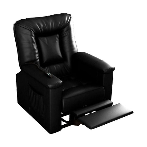 Poltrona Ken Reclinável Elétrica Courino Confortável Preto Sallar Home 90cm