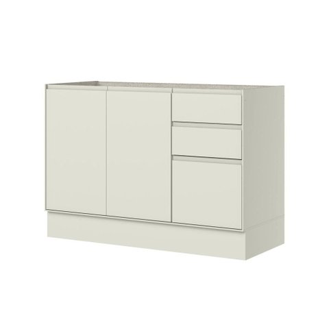 Balcão Pia 03 Portas 02 Gavetas 120cm Fineze C656 Areia Hp - Henn
