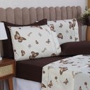 Ver imagem 3 de Jogo de Cama King 4p Lençol + Fronha Esmeralda Percal 100% Algodão:borboleta Marrom