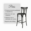 Ver imagem 3 de Kit 4 Banquetas Altas Paris em Aço Preto para Cozinha e Bancada Gourmet com Assento Corino - Preto