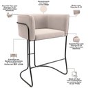 Ver imagem 4 de Kit 03 Banquetas Baixa Base de Aço Preto Betina D02 Suede Bege C-309 - Lyam Decor