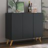 Aparador Buffet 3 Portas Retrô Veneza Multimóveis Mp1009 Preto/natural - 2