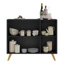 Ver imagem 6 de Aparador Buffet 3 Portas Retrô Veneza Multimóveis Mp1009 Preto/natural