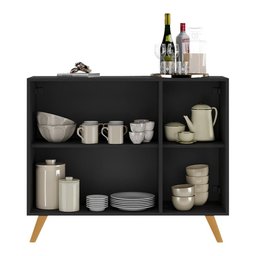 Aparador Buffet 3 Portas Retrô Veneza Multimóveis Mp1009 Preto/natural - 6 Aparador Buffet 3 Portas Retrô Veneza Multimóveis Mp1009 Preto/natural - 6