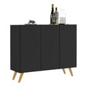 Ver imagem 3 de Aparador Buffet 3 Portas Retrô Veneza Multimóveis Mp1009 Preto/natural