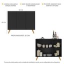 Ver imagem 4 de Aparador Buffet 3 Portas Retrô Veneza Multimóveis Mp1009 Preto/natural