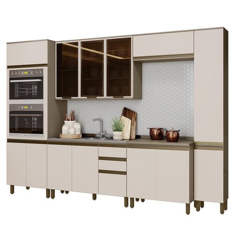 Cozinha Modulada Connect 6 Peças Duna/Cristal com Torre Quente 2 Fornos - Móveis Henn