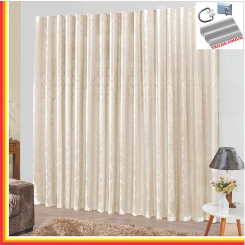 Cortina Tropical em Jacquard 2,00 X 1,70 para Trilho Comum - Palha