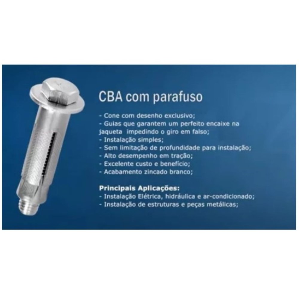 Kit com 10 Peças Chumbador Cba 1/4x2 com Parafuso Âncora - 4