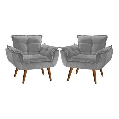 Kit 2 Poltronas Decorativa Recepção Clinica Opala Suede - Twdecora