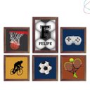 Ver imagem 3 de Kit com 6 Quadros Decorativos Infantil Esportes com Moldura:preta