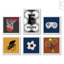 Ver imagem 2 de Kit com 6 Quadros Decorativos Infantil Esportes com Moldura:preta