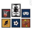 Ver imagem 1 de Kit com 6 Quadros Decorativos Infantil Esportes com Moldura:preta