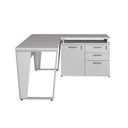 Ver imagem 3 de Mesa para Escritório em L com Armário Pé Metal 3 Gavetas 150cm Cinza F5 Office