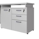 Ver mais imagens de Mesa para Escritório em L com Armário Pé Metal 3 Gavetas 150cm Cinza F5 Office