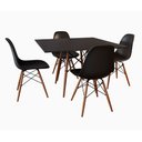 Ver imagem 1 de Conjunto de Mesa de Jantar Eames Eiffel Quadrada 90cm Tampo de Madeira Preto com 4 Cadeiras Pretas