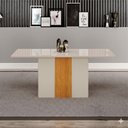Ver imagem 2 de Conjunto Sala de Jantar Doha 1,60m Tampo Copo Off White com 6 Cadeiras Off/Cinamomo/Joli Camurça