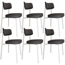 Ver imagem 1 de Kit 06 Cadeiras Estofada para Sala de Jantar Astrid Branco C01 Linho Preto - Lyam Decor