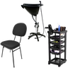 Kit Salão Preto Carrinho + Lavatório Cabeleireira + Cadeira - 1