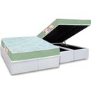 Ver imagem 1 de Cama Box Baú King: Colchão Espuma D33 Castor Sleep Max Duplo + Base Crc Courano White(193x203)