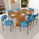 Ver mais imagens de Kit 04 Cadeiras Estofadas para Sala de Jantar Louise L02 Linho Azul - Lyam Decor