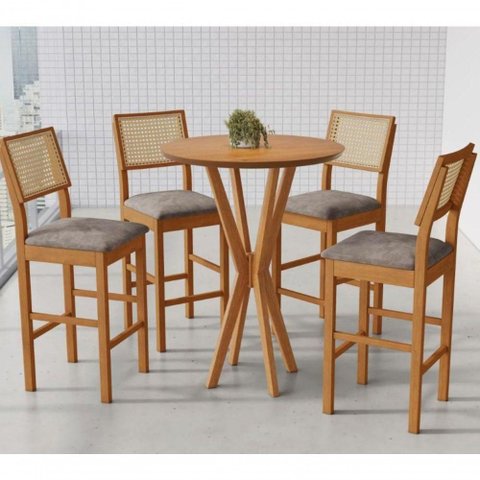 Mesa Bistrô Simpatia 4 Banquetas Jade Tela Jcm Cinamomo
