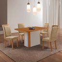Ver imagem 1 de Mesa de Jantar Yasmim 120cm Tampo MDF Laminado Canto Copo com 4 Cadeiras Lorena