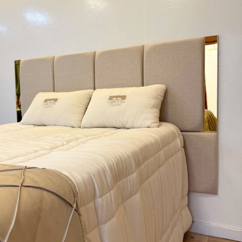 Cabeceira Estofada  em Linho com acrílico espelhado