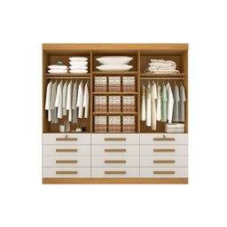 Guarda Roupa Casal com Espelho 6 portas e 12 gavetas Mônaco   – Cinamomo/Off White - 2