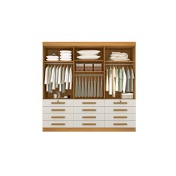 Guarda Roupa Casal com Espelho 6 portas e 12 gavetas Mônaco   – Cinamomo/Off White - 4