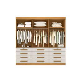 Guarda Roupa Casal com Espelho 6 portas e 12 gavetas Mônaco   – Cinamomo/Off White - 3
