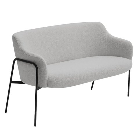 Sofá Namoradeira 02 Lugares 130cm Jade Base Preto Bouclé Cinza Claro - Nexta Casa