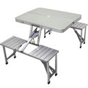 Ver imagem 1 de Mesa Dobravel Camping Alumínio 4 Banquetas Sup Guarda Sol