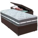 Ver imagem 1 de Cama Box Baú Marrom e Colchão Black Graphite Molas Ensacadas Solteiro 88x188x32 Anjos